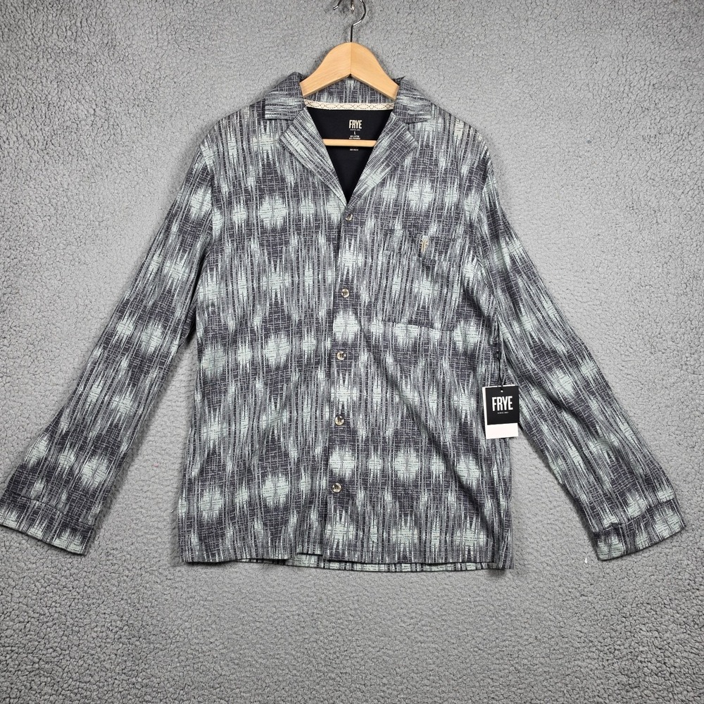 Frye Loungewear Shirt Men Large Gray Heathered Notched Collar Premium Pajama NWT